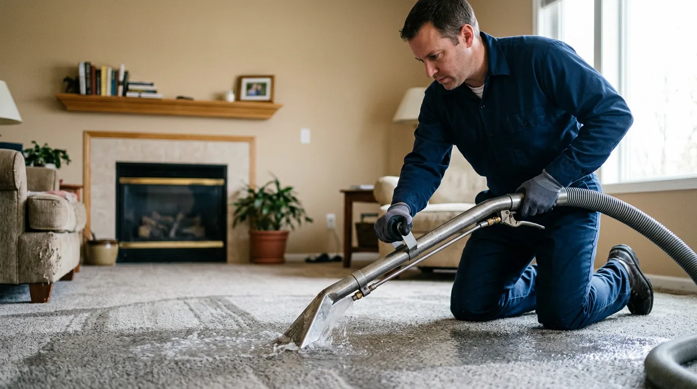 Water damage restoration technician working near Orcas, WA